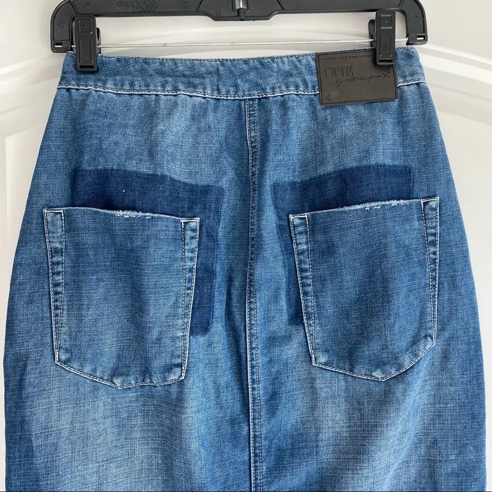 One Teaspoon Blue Denim A-Line Skirt - Picture 6 of 15